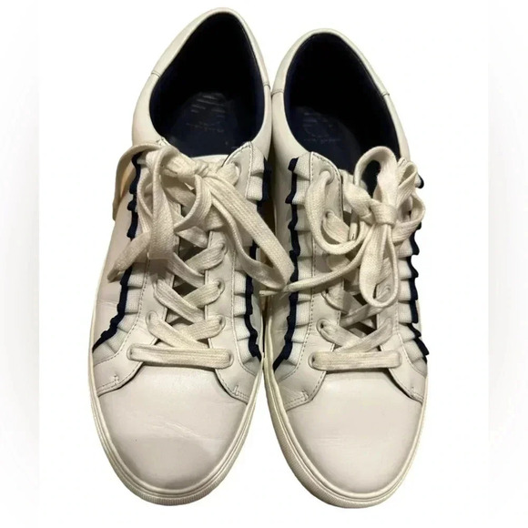 Tory Burch WHITE WITH NAVY BLUE TRIM Sport Sneakers Size 11M - Picture 1 of 8